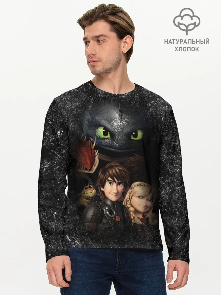 Мужской лонгслив базовый / Беззубик и викинги