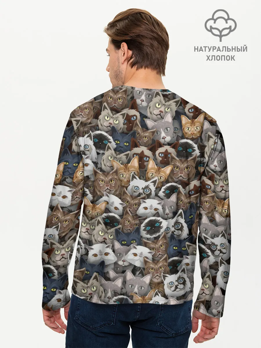 Мужской лонгслив базовый / Коты разных пород