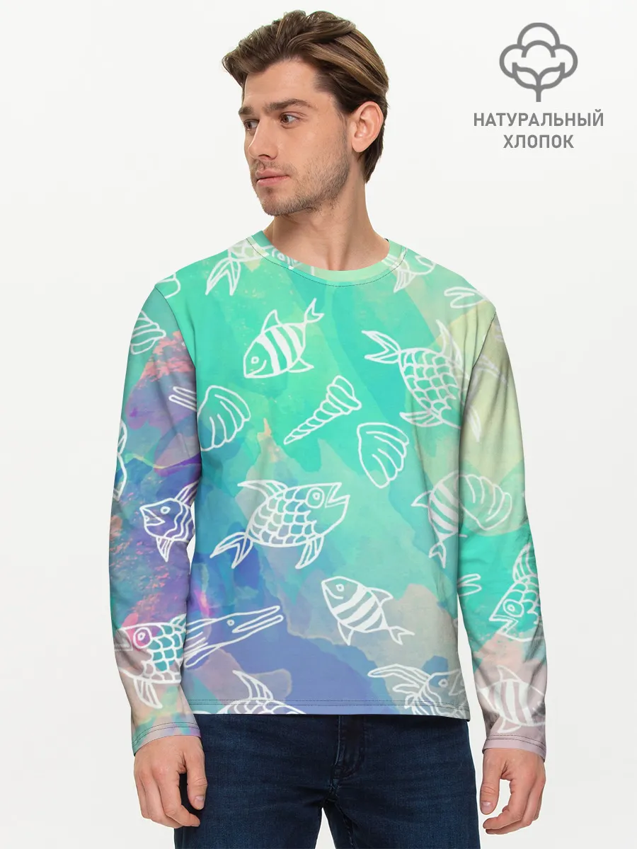 Мужской лонгслив базовый / Рыбы