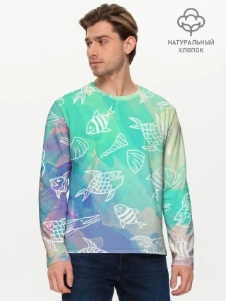 Мужской лонгслив базовый / Рыбы