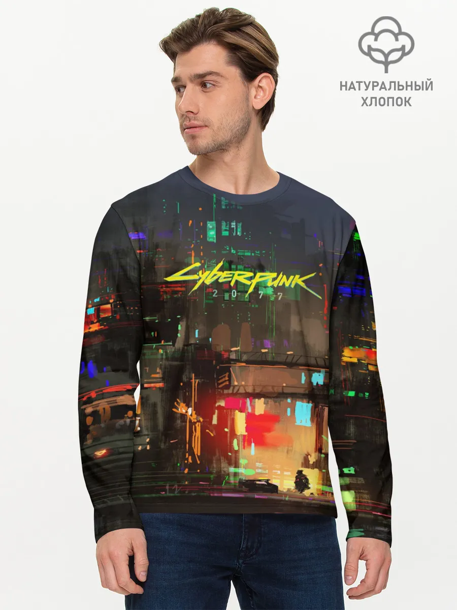 Мужской лонгслив базовый / Cyber Punk 2077