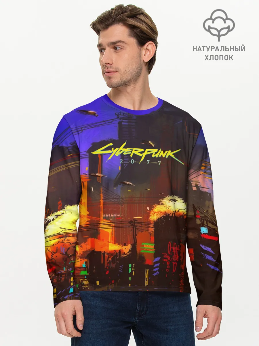 Мужской лонгслив базовый / Cyber Punk 2077