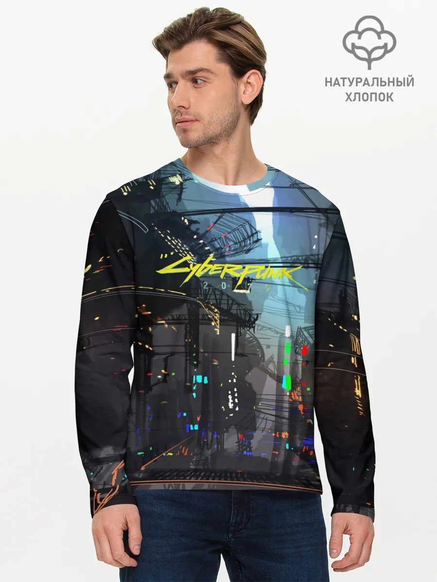 Мужской лонгслив базовый / Cyber Punk 2077