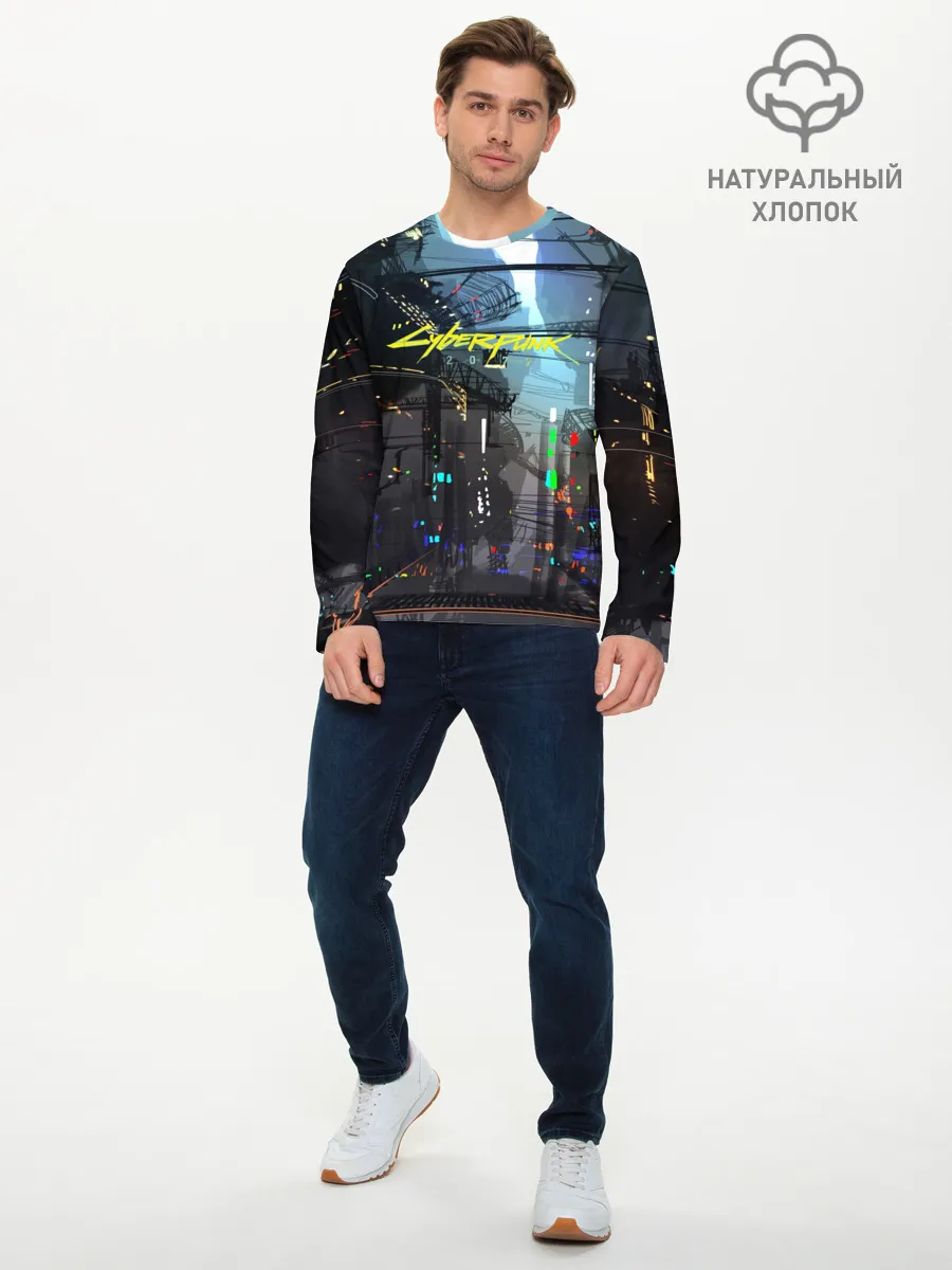 Мужской лонгслив базовый / Cyber Punk 2077