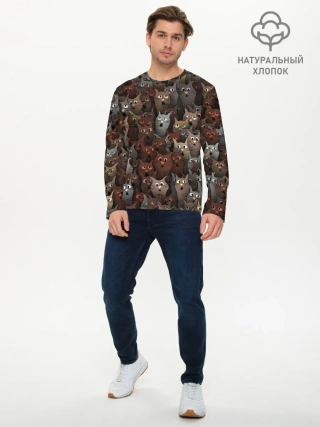 Мужской лонгслив базовый / Глупые коты