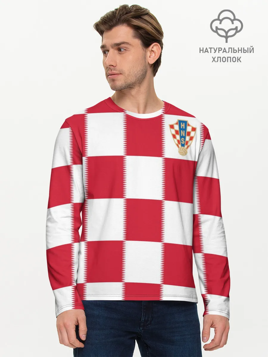 Мужской лонгслив базовый / Форма Хорватии