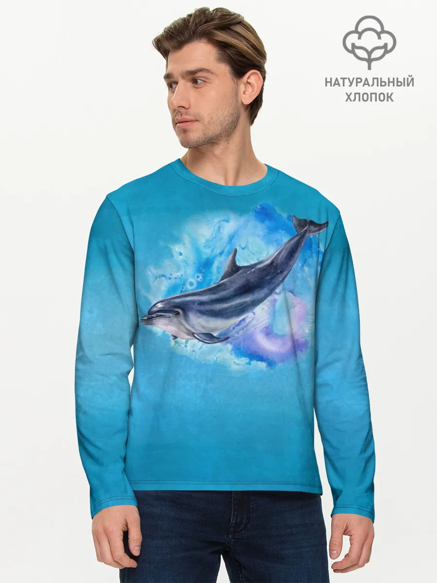 Мужской лонгслив базовый / Дельфин