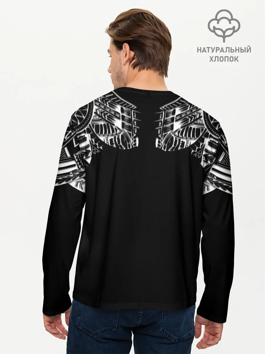 Мужской лонгслив базовый / Узор в стиле маори / полинезия