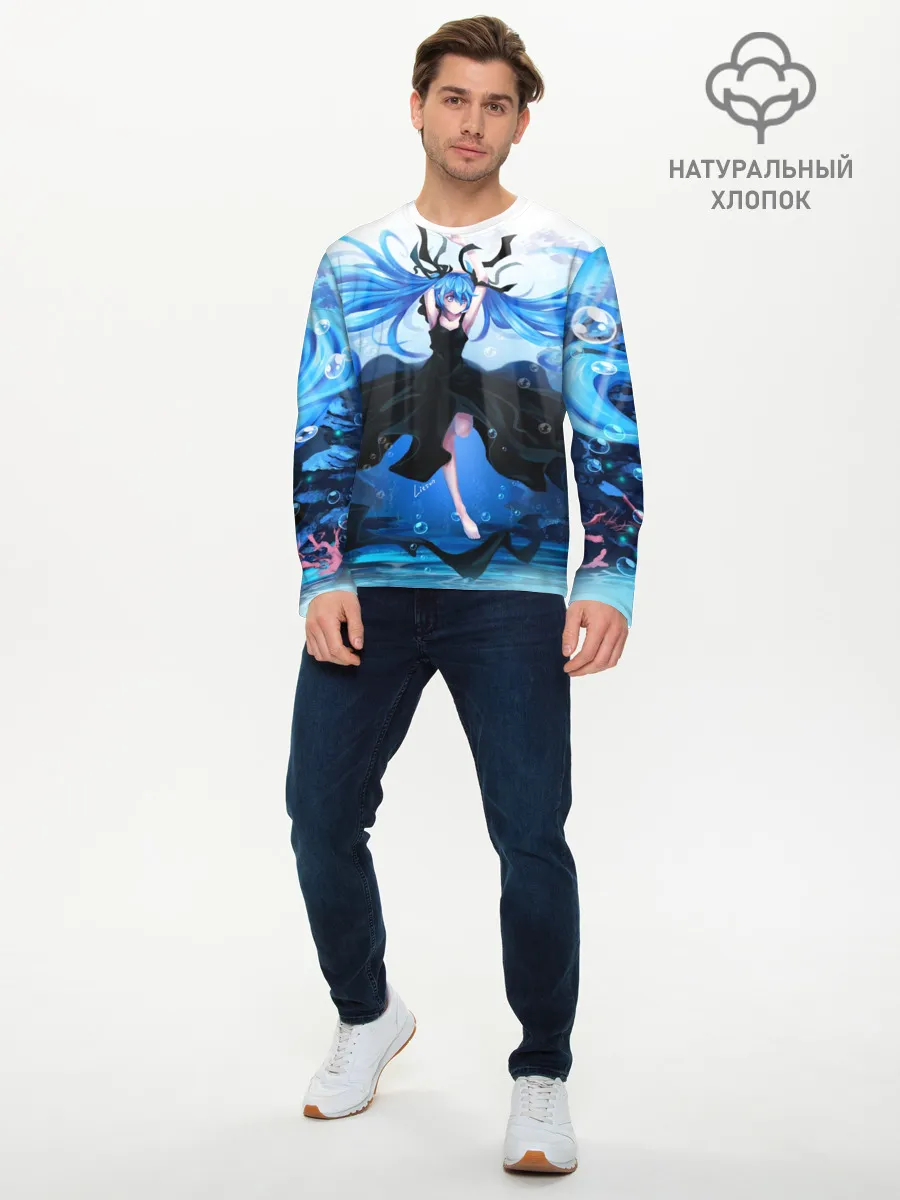 Мужской лонгслив базовый / Хацунэ Мику под водой