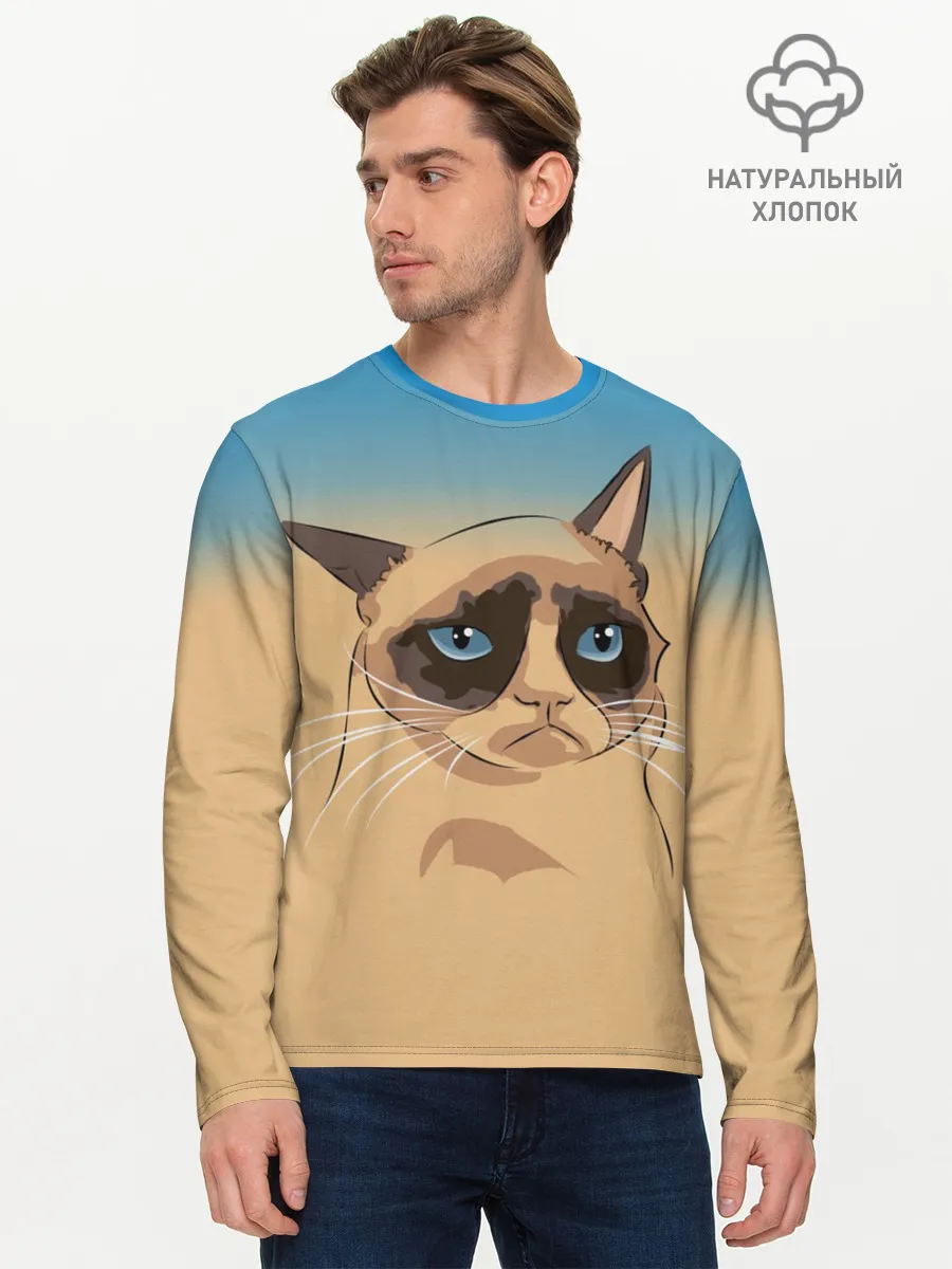 Мужской лонгслив базовый / Grumpy cat ART