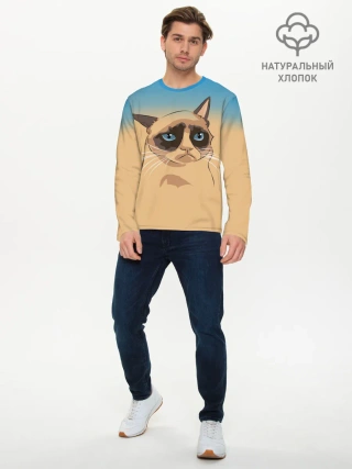 Мужской лонгслив базовый / Grumpy cat ART