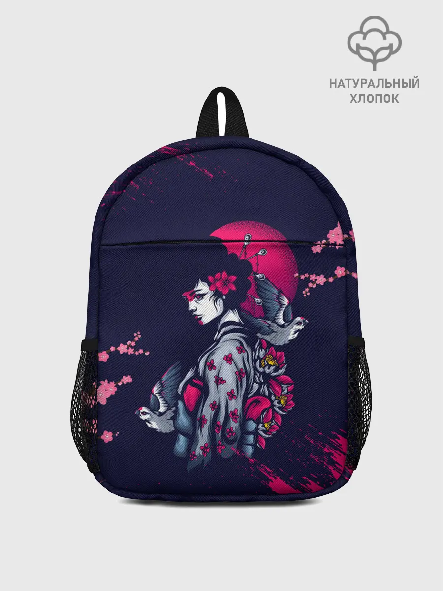 Рюкзак детский / ДЕВУШКА В КИМОНО И ПТИЦАМИ
