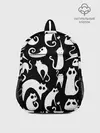 Рюкзак детский / Белые коты на черном фоне