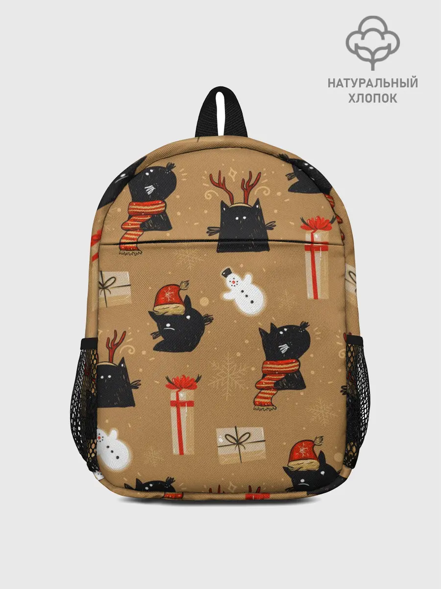 Рюкзак детский / Черные новогодние коты