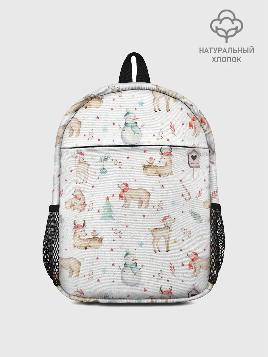 Рюкзак детский / Паттерн с оленями и медведями