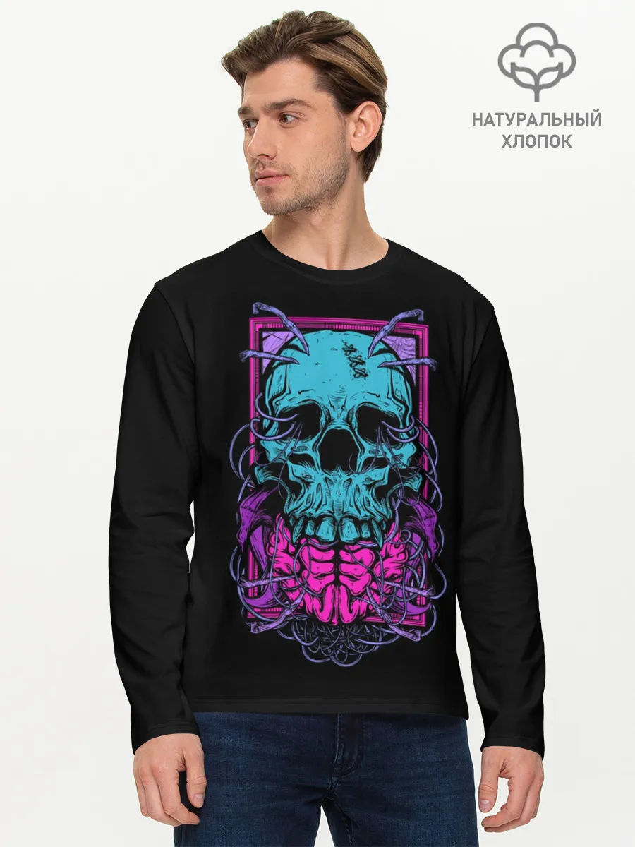 Мужской лонгслив базовый / Кислотный череп