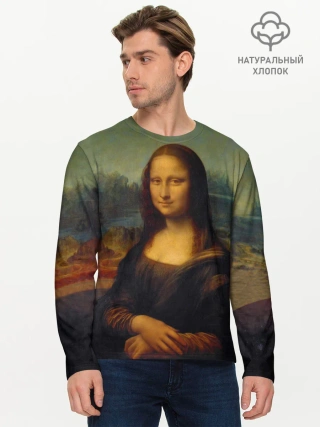 Мужской лонгслив базовый / Леонардо да Винчи - Мона Лиза