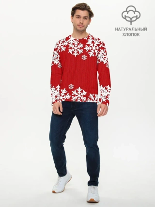 Мужской лонгслив базовый / Снежинки