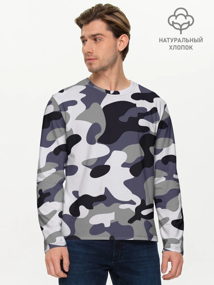 Мужской лонгслив базовый / Городской камуфляж