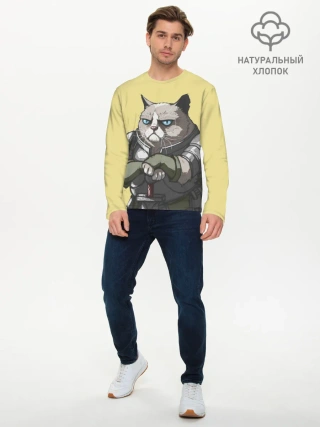 Мужской лонгслив базовый / Кот
