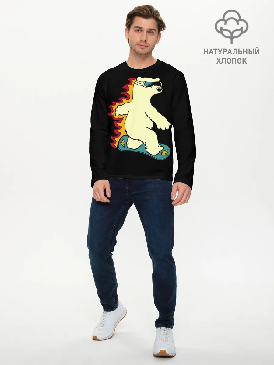 Мужской лонгслив базовый / Мишка на борде