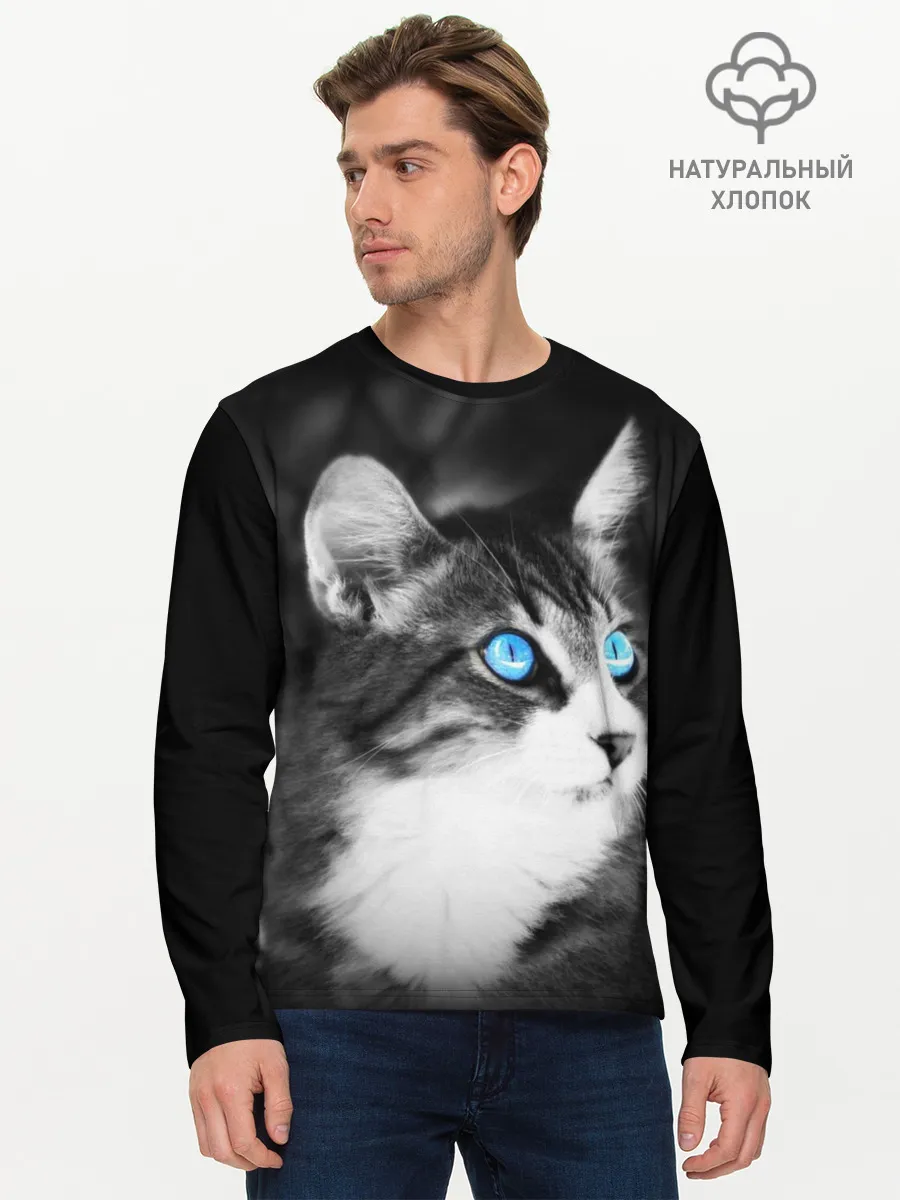 Мужской лонгслив базовый / Кот
