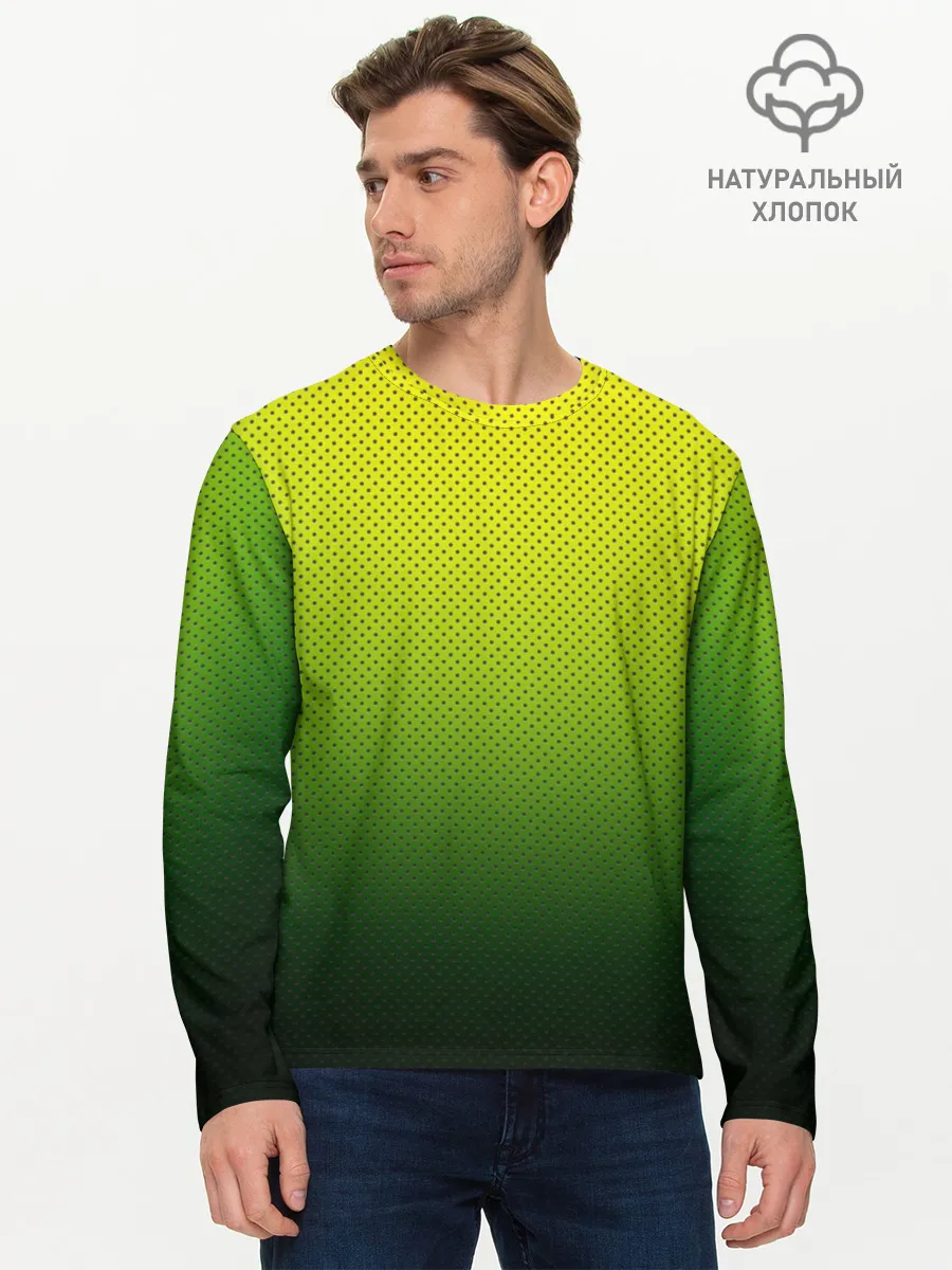 Мужской лонгслив базовый / Зелёная текстура