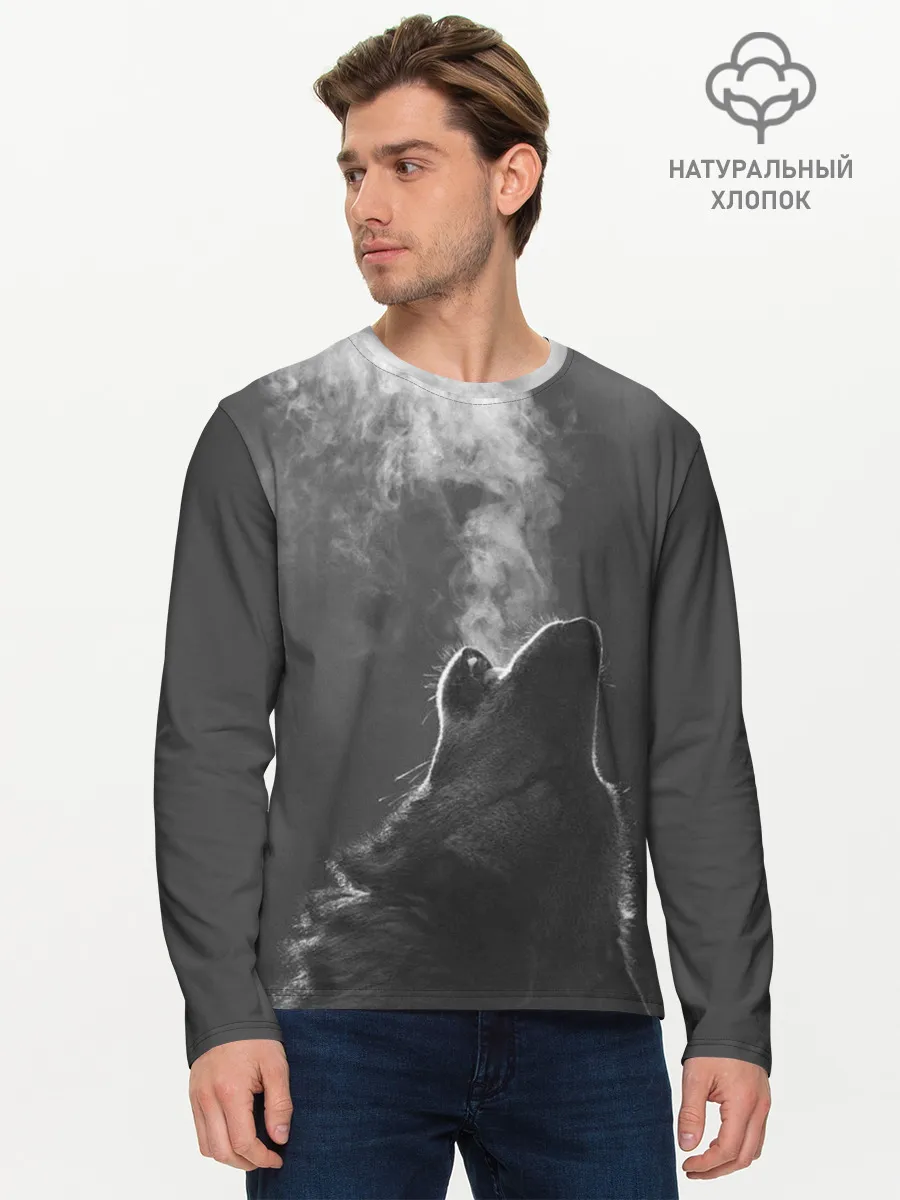 Мужской лонгслив базовый / Воющий волк