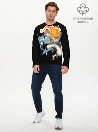 Мужской лонгслив базовый / Нацу и Хеппи из Хвоста Фей