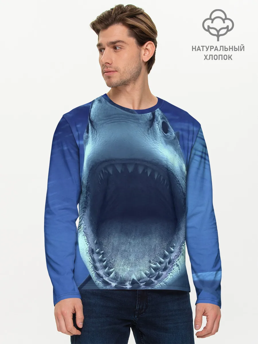 Мужской лонгслив базовый / Белая акула
