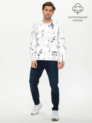 Мужской лонгслив базовый / ноты