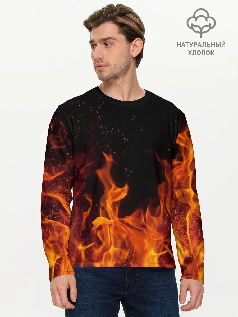 Мужской лонгслив базовый / Огонь с искрами