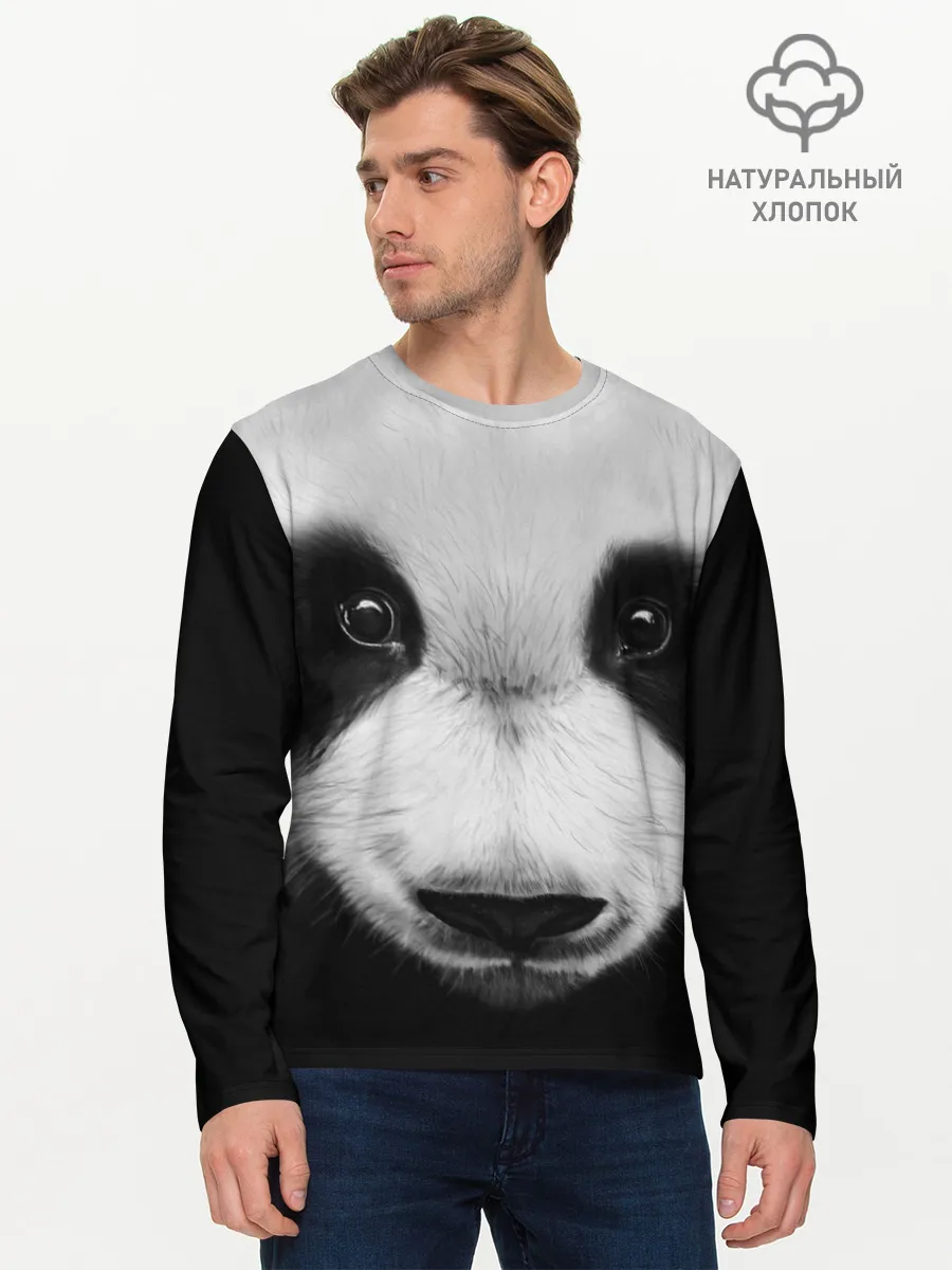 Мужской лонгслив базовый / Морда панды