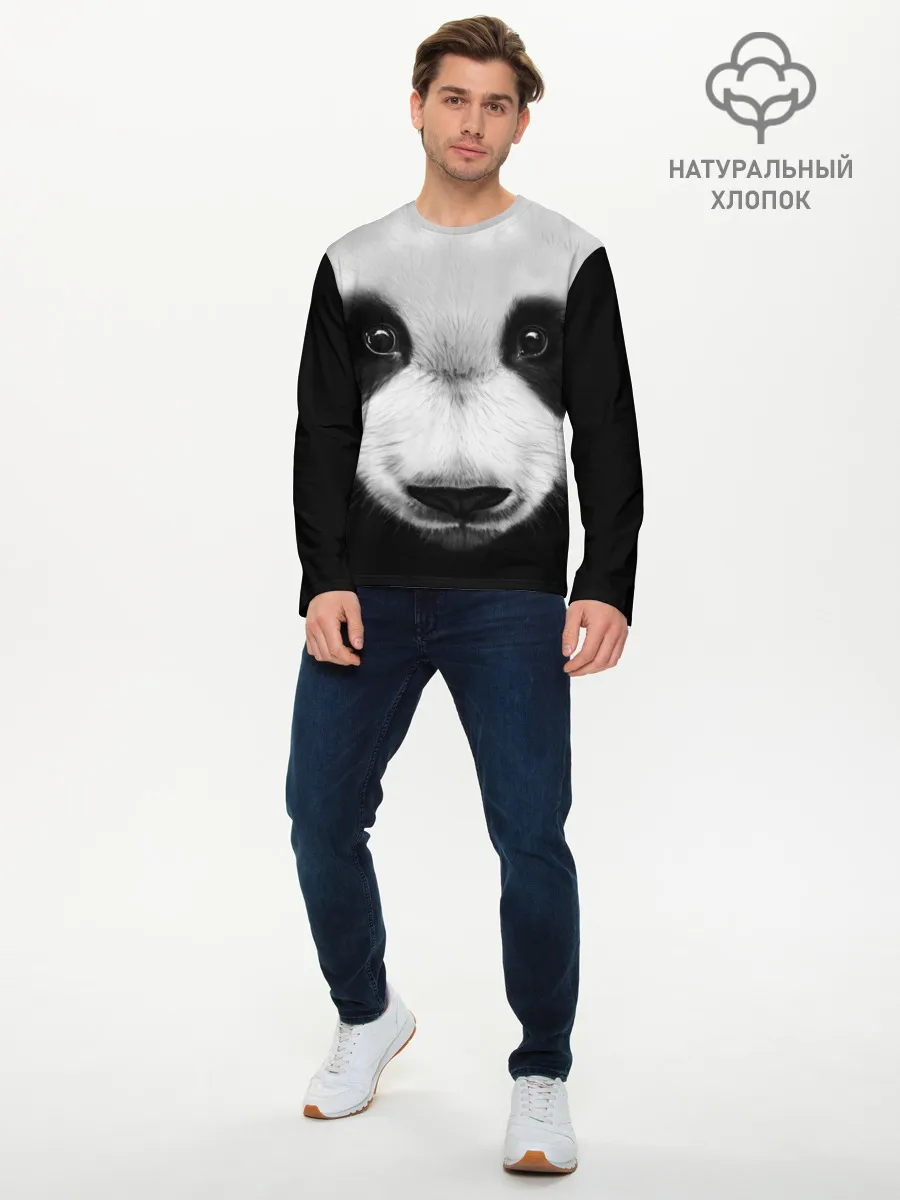 Мужской лонгслив базовый / Морда панды