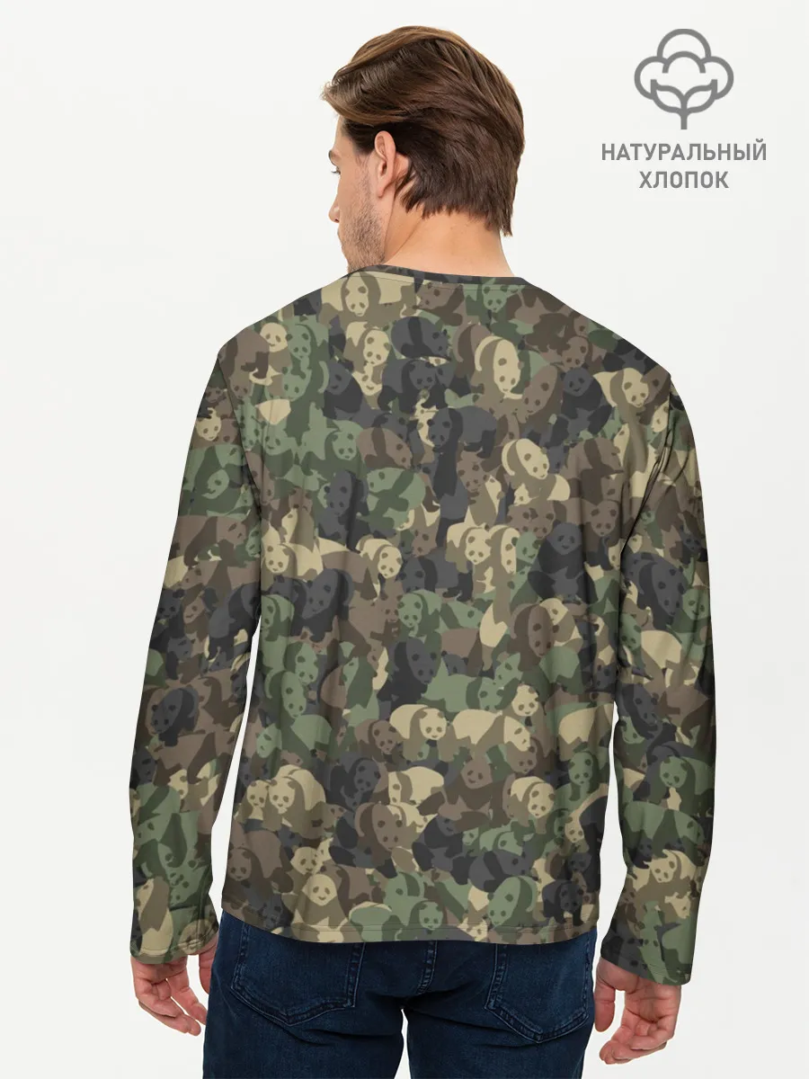 Мужской лонгслив базовый / Камуфляж с пандами