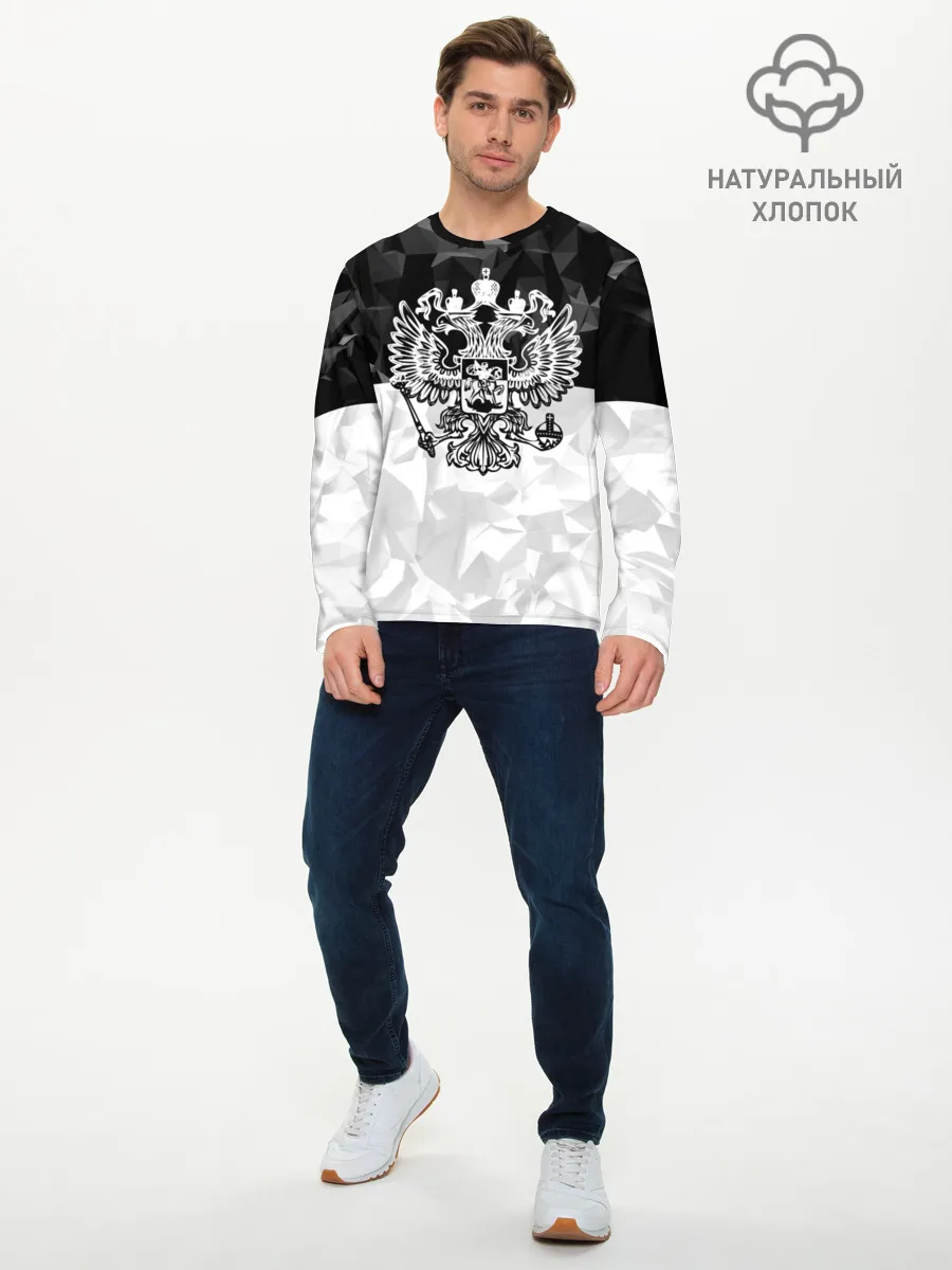Мужской лонгслив базовый / RUSSIA BLACK X WHITE | РОССИЯ