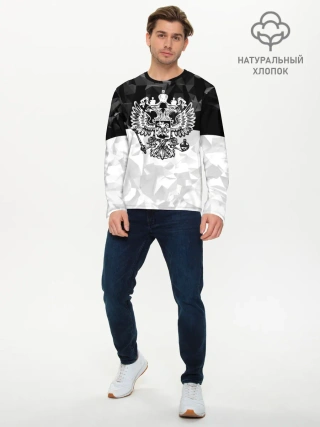 Мужской лонгслив базовый / RUSSIA BLACK X WHITE | РОССИЯ