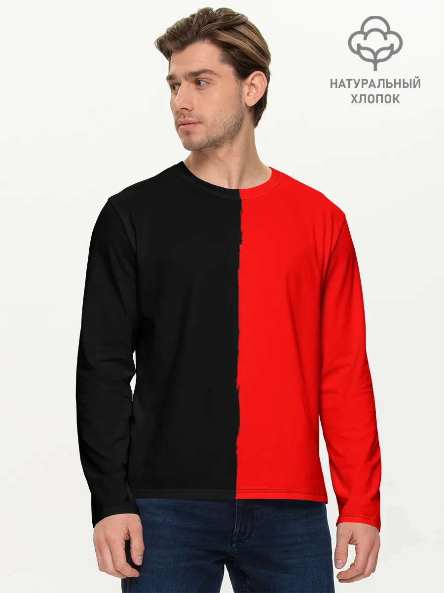 Мужской лонгслив базовый / Red & Black
