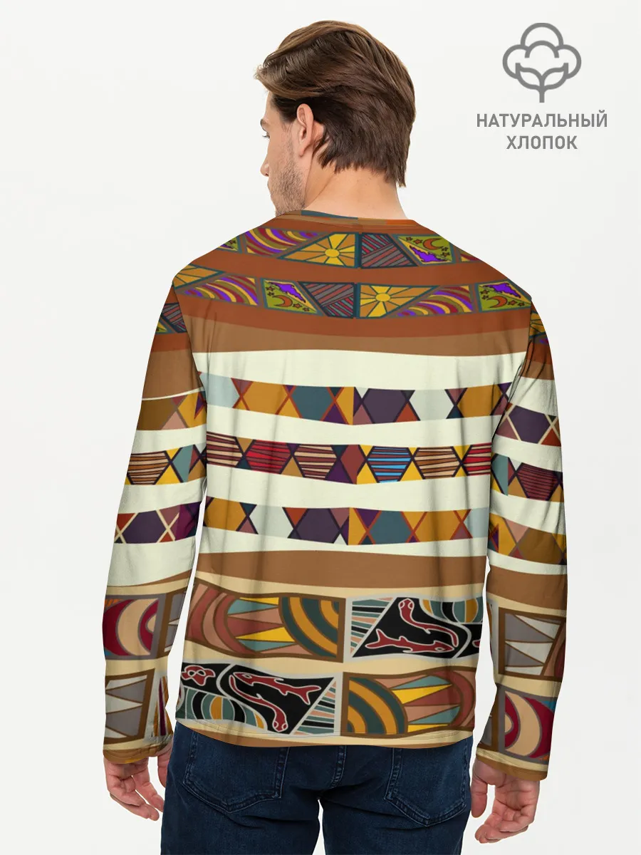 Мужской лонгслив базовый / Африканская мозаика