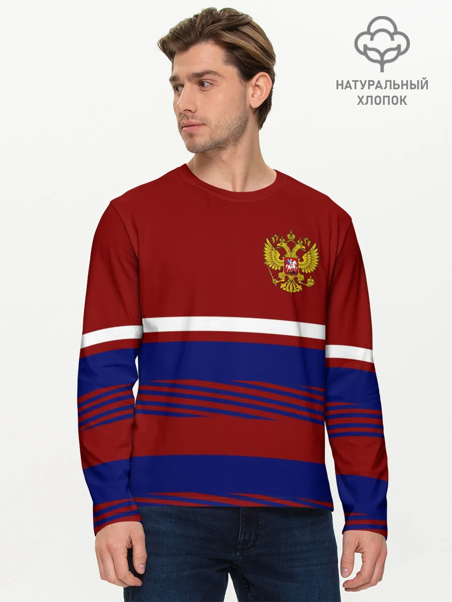 Мужской лонгслив базовый / Герб РФ