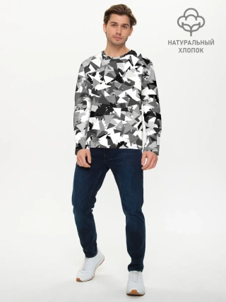 Мужской лонгслив базовый / Городской серый камуфляж