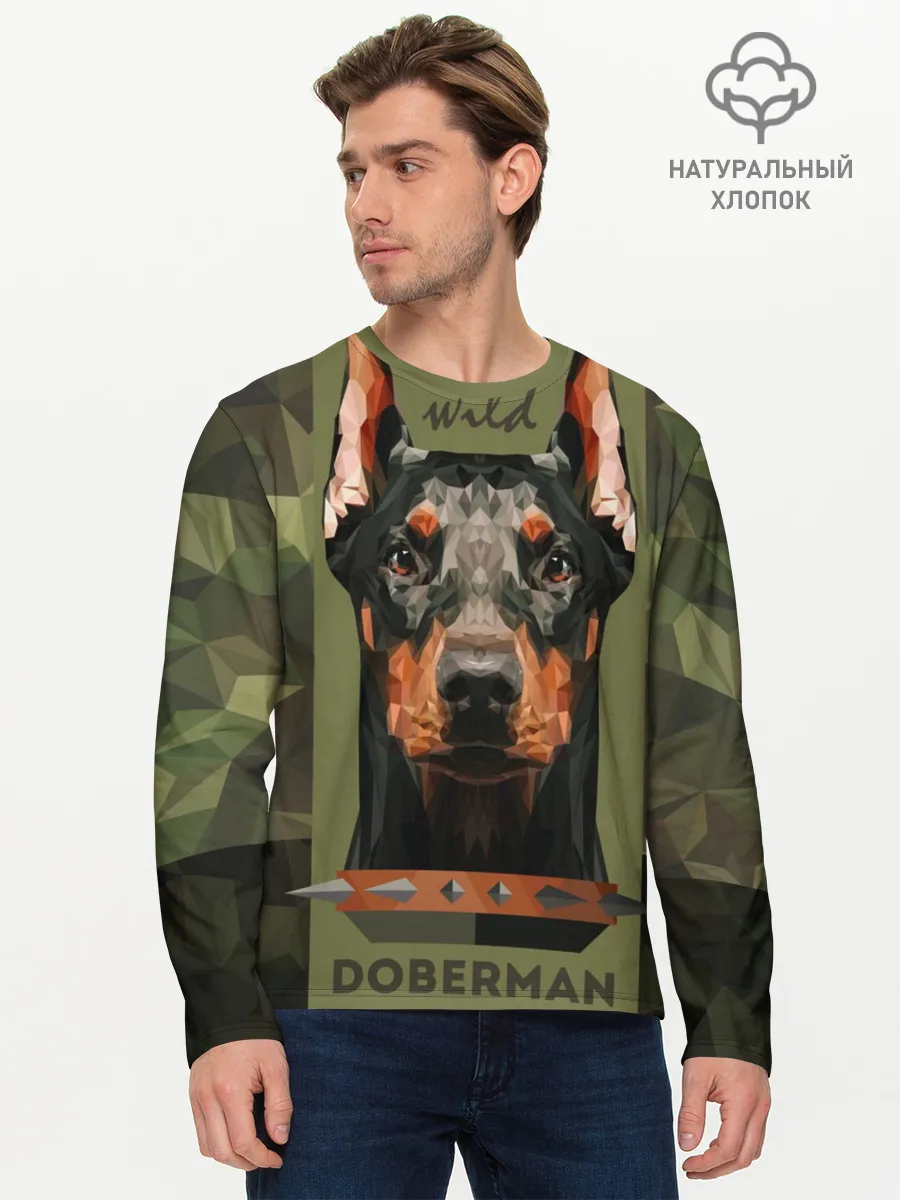 Мужской лонгслив базовый / Дикий доберман