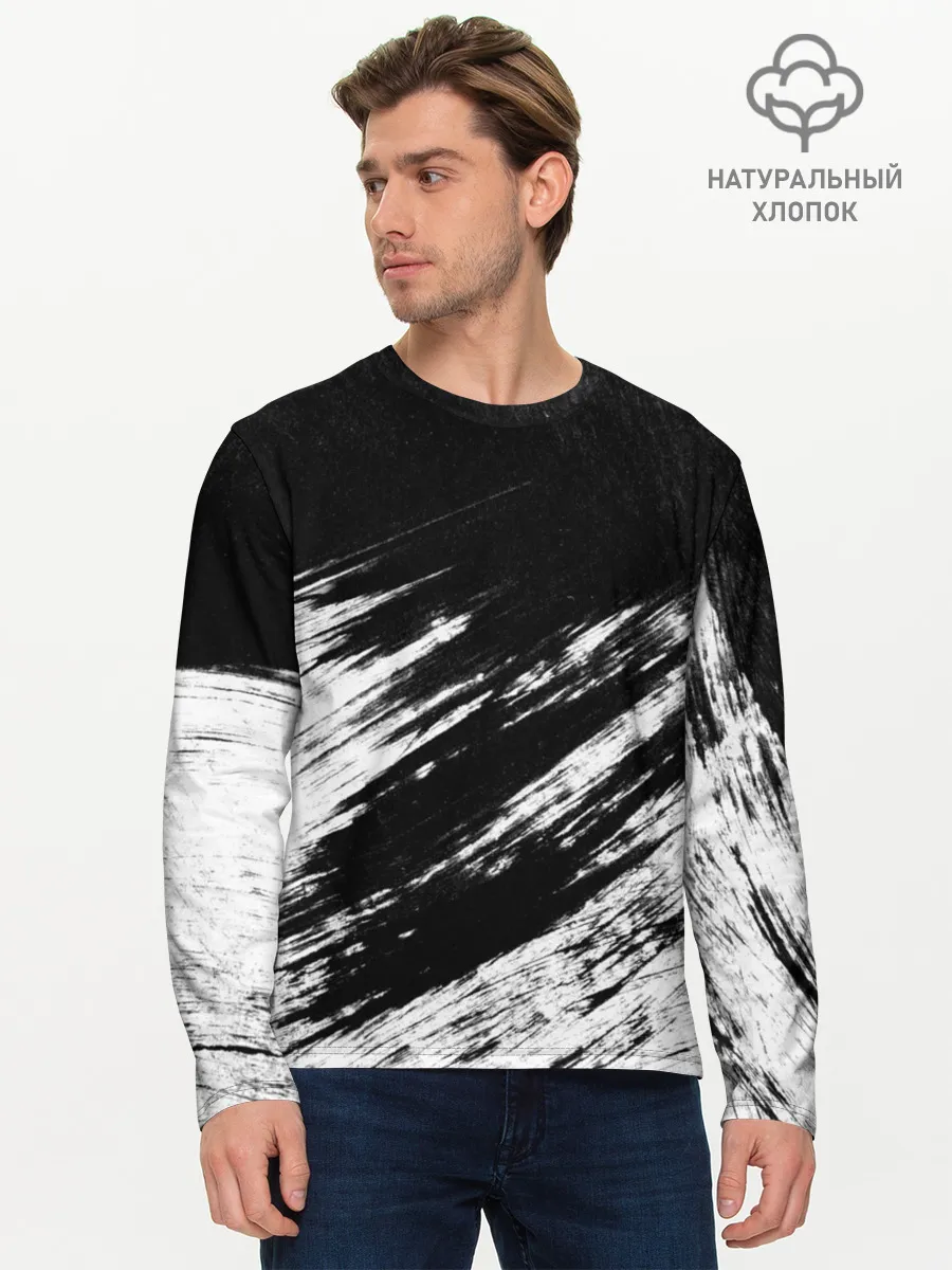 Мужской лонгслив базовый / abstraction black&white
