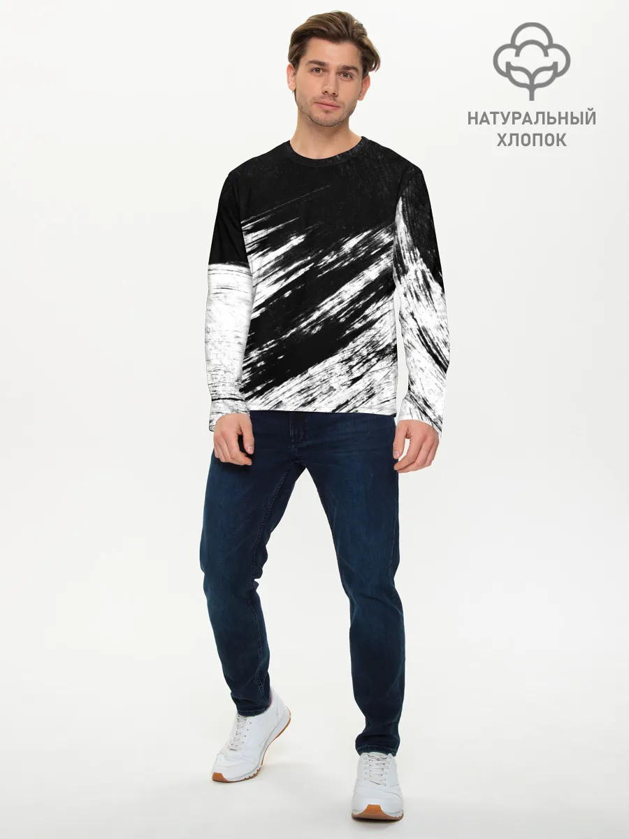 Мужской лонгслив базовый / abstraction black&white