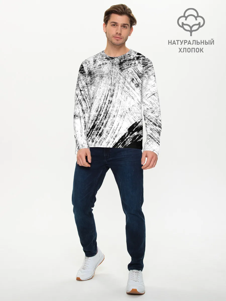 Мужской лонгслив базовый / Серые штрихи