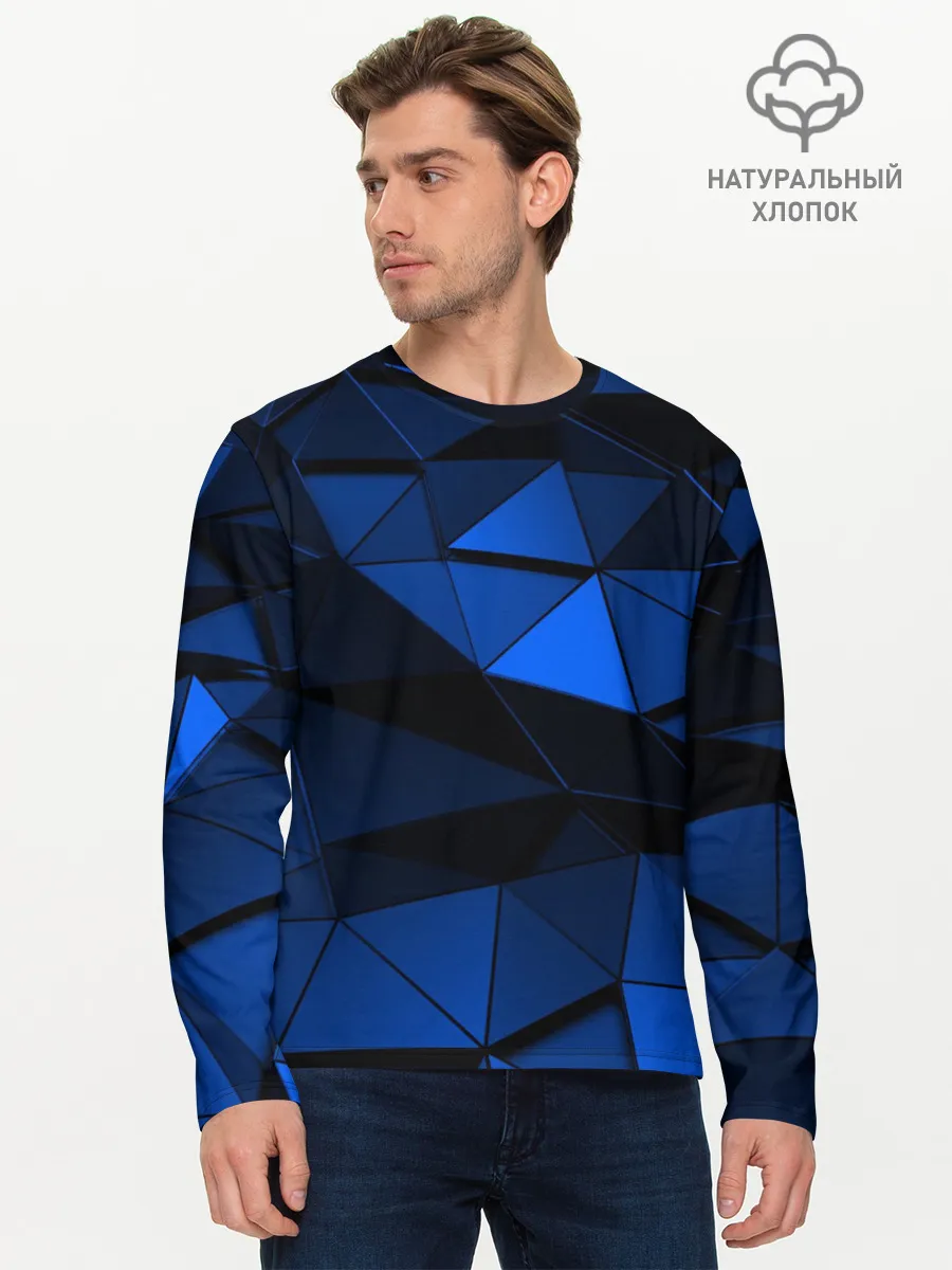 Мужской лонгслив базовый / Blue abstraction collection
