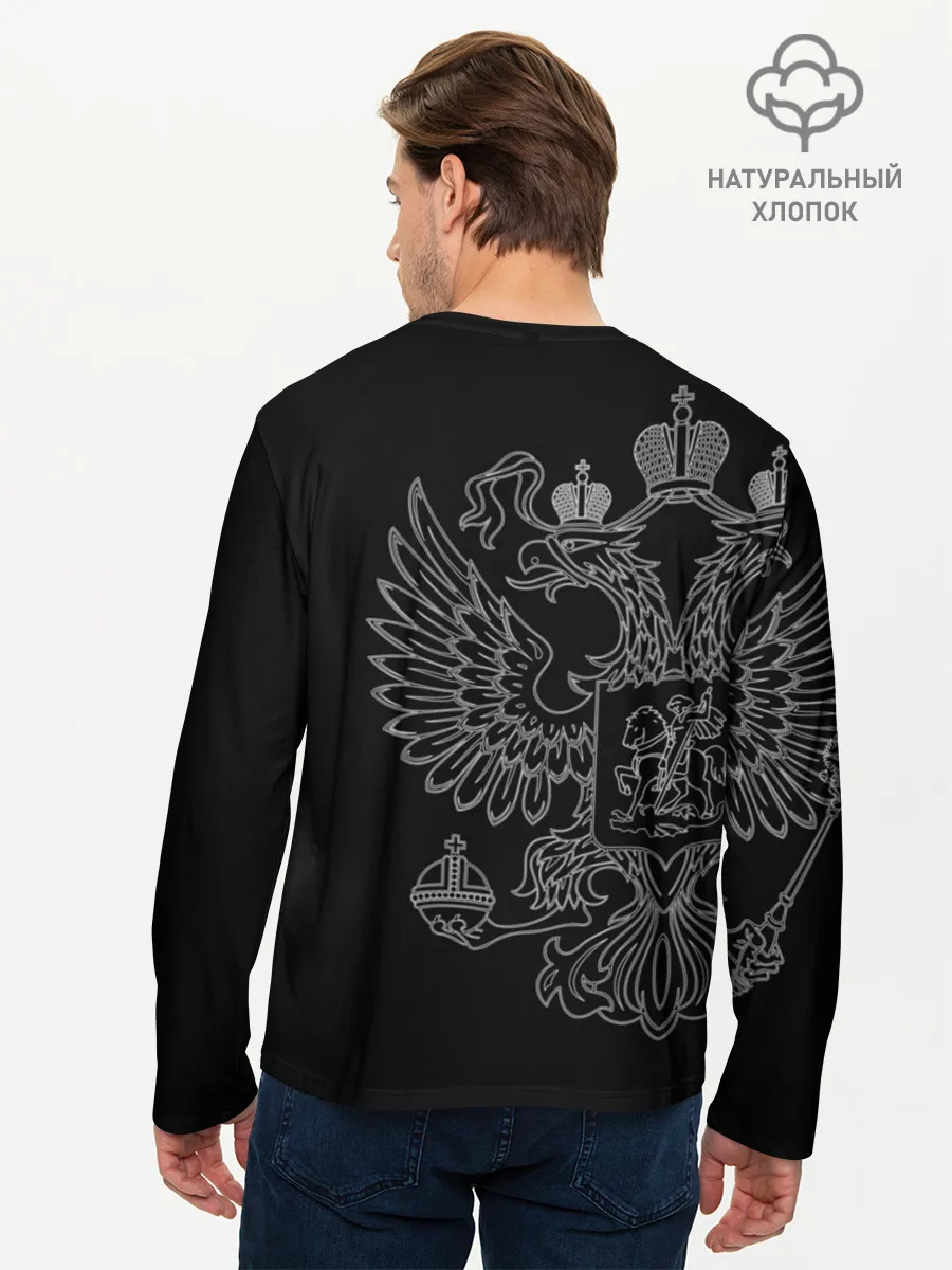 Мужской лонгслив базовый / Прапорщик, белый герб РФ