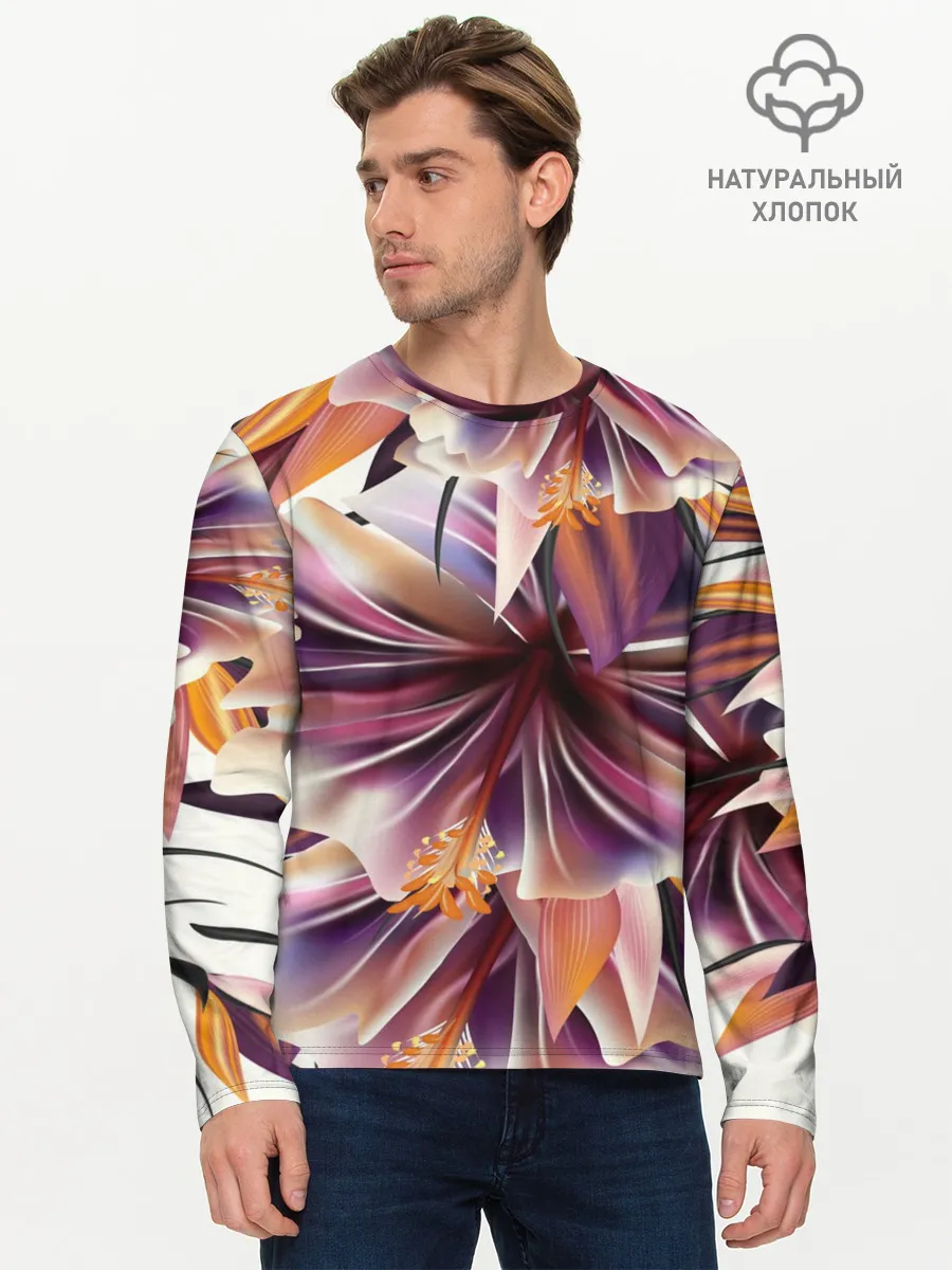 Мужской лонгслив базовый / Необычный цветок