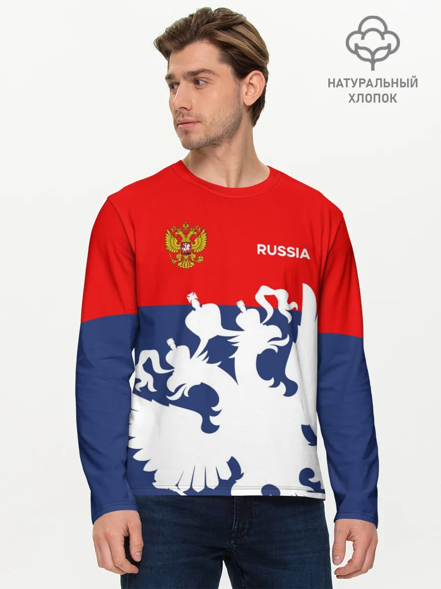 Мужской лонгслив базовый / Герб РФ