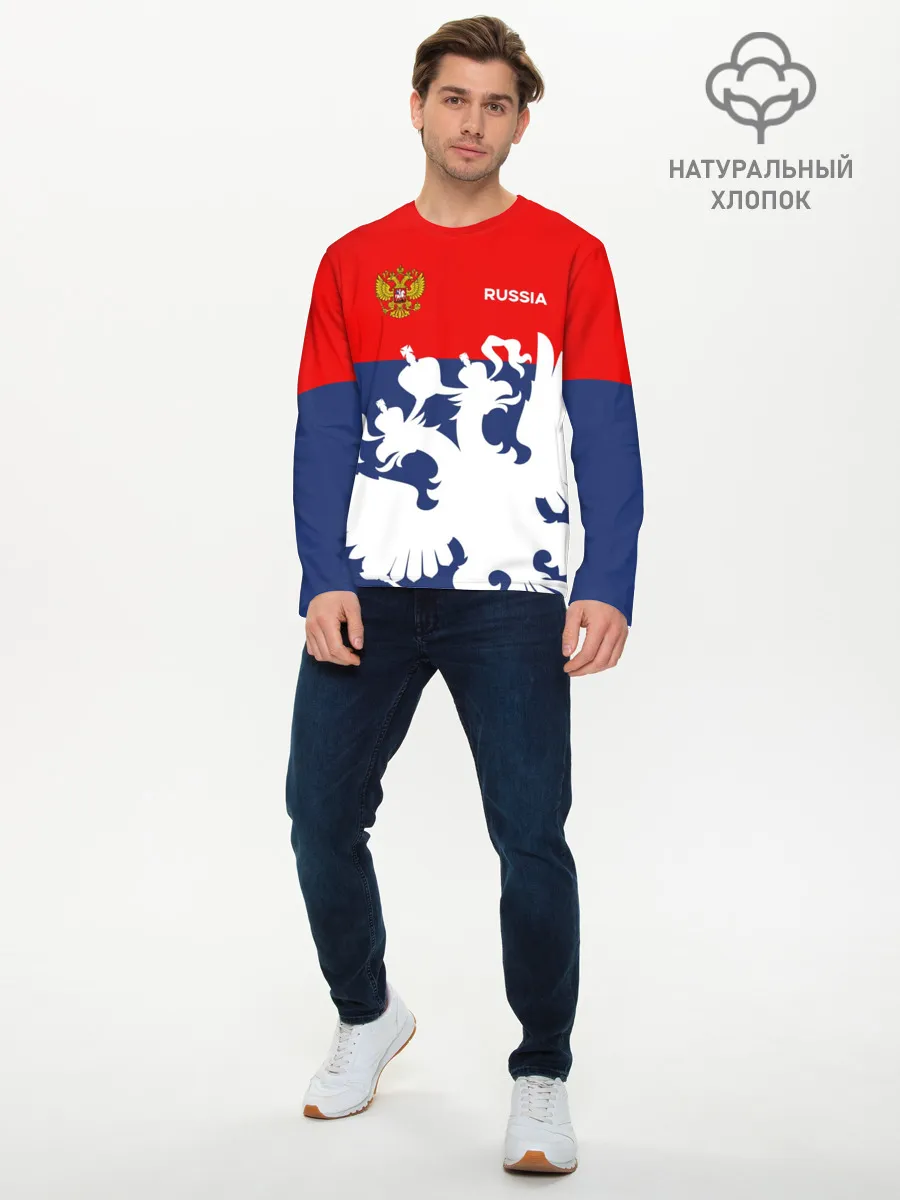 Мужской лонгслив базовый / Герб РФ